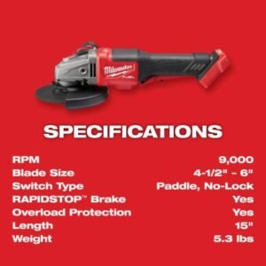 Milwaukee 2880-20 M18 FUEL 4-1/2 in / 5 in Cordless Grinder — Brushless, high-performance tool (Tool Only)