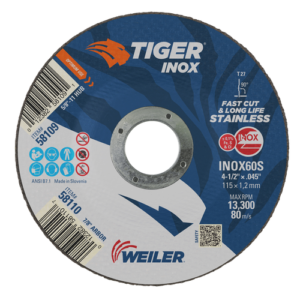 58110 4-1/2" x .045" TIGER INOX Type 27 Cutting Wheel, INOX60S, 7/8" A.H.