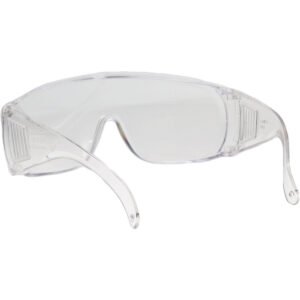 Safety Glasses: Uncoated, Polycarbonate, Clear Lenses, Frameless