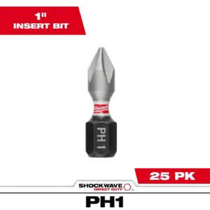Milwaukee PH1 Bit | SHOCKWAVE™ Impact Phillips #1 Insert Bits (25 Pack) | 48-32-4111