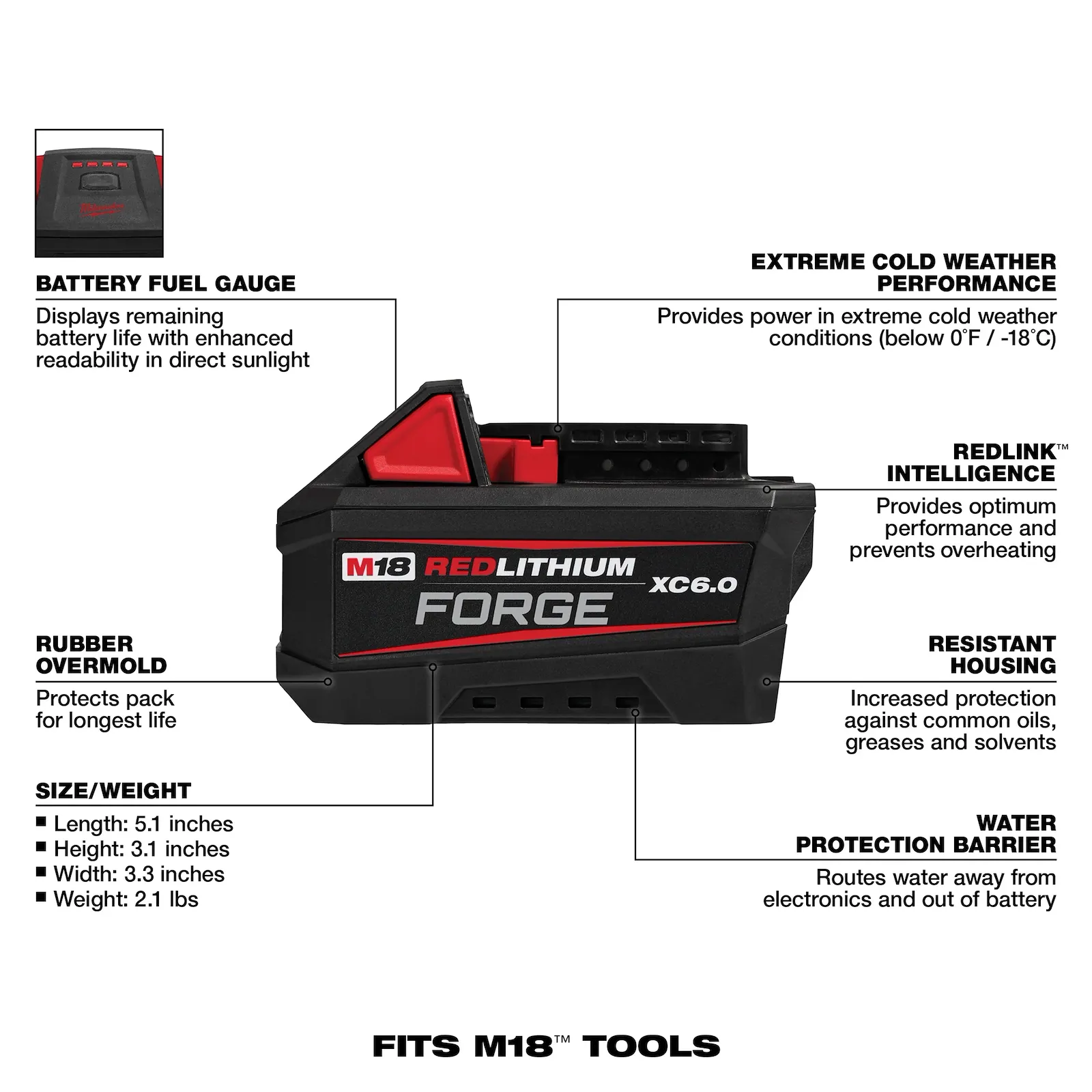 Milwaukee M18 18V Forge 6.0 AH Battery Pack | 48-11-1861