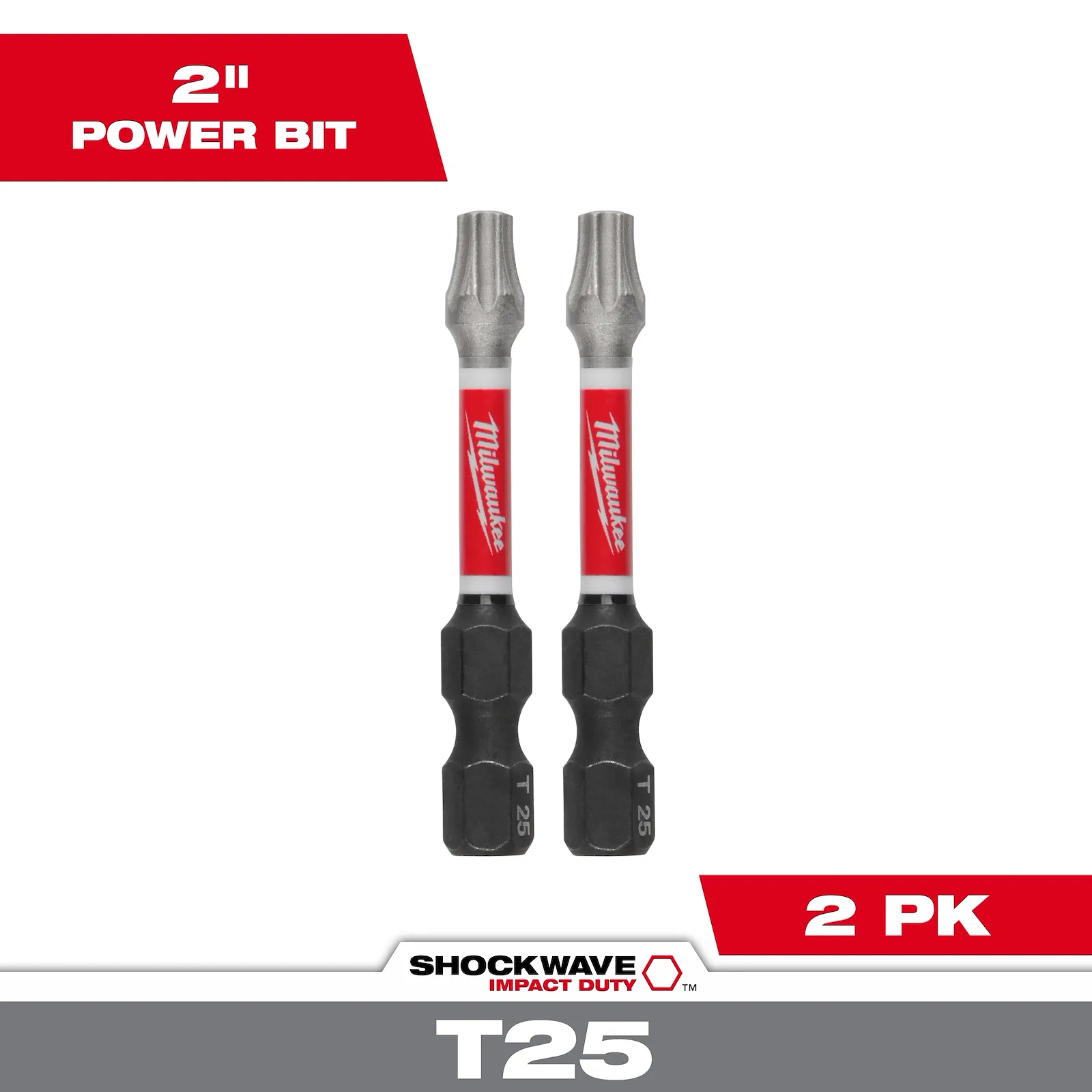 Milwaukee SHOCKWAVE™ 2" Impact Duty TORX® T25 Power Driver Bits (2 PK) | 48-32-4985