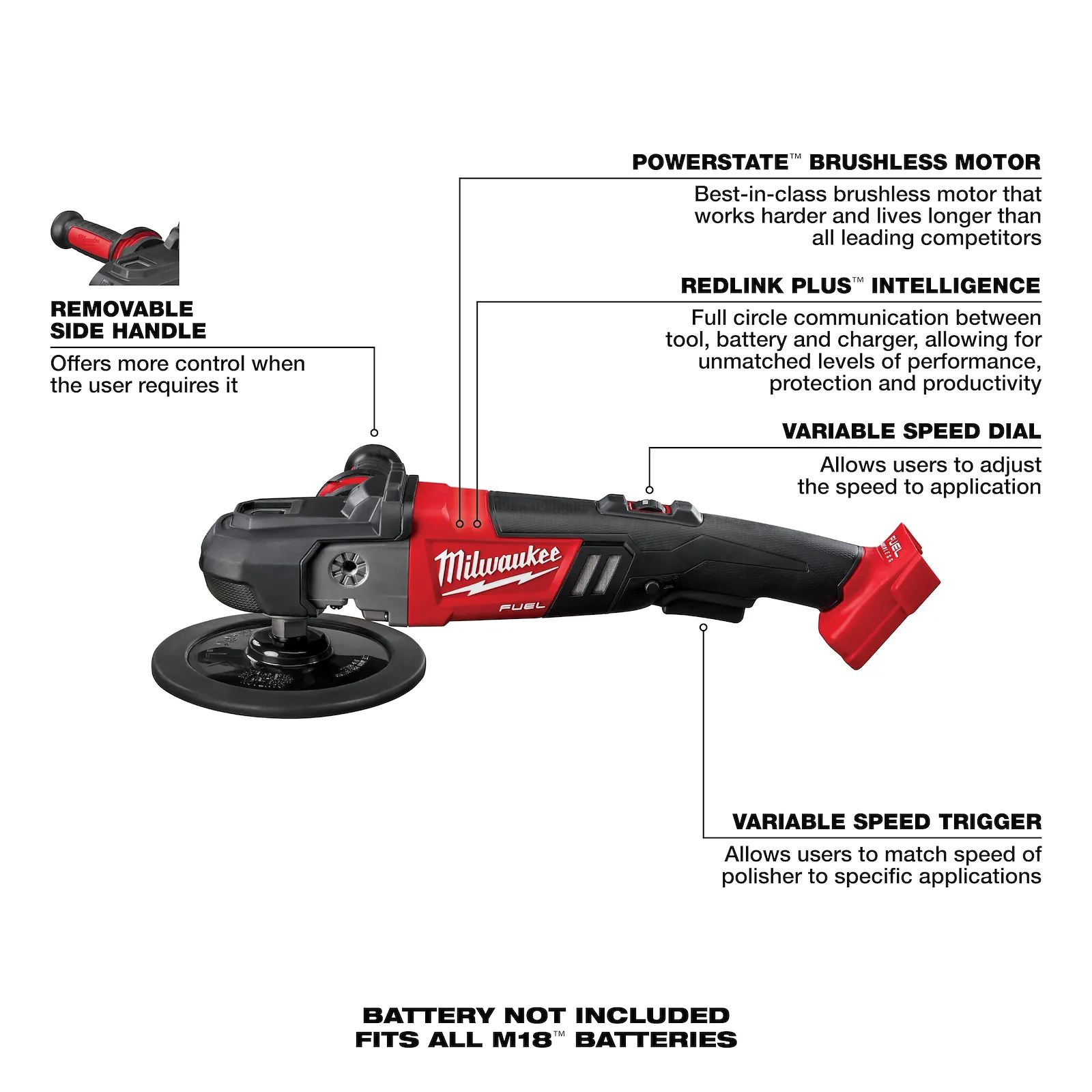 Milwaukee M18 Fuel 7" Variable Speed Polisher 2738-20
