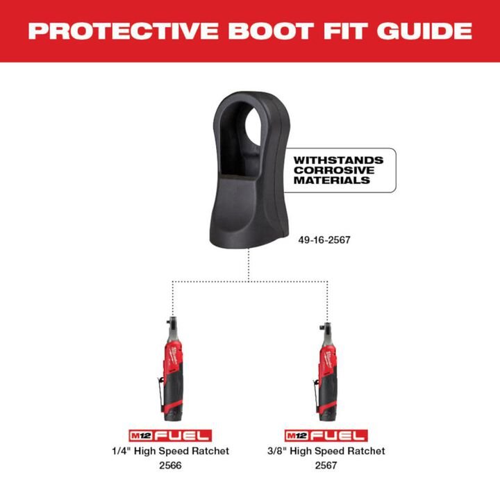 Milwaukee 1/4inch & 3/8inch High Speed Ratchet Protective Boot 49-16-2567