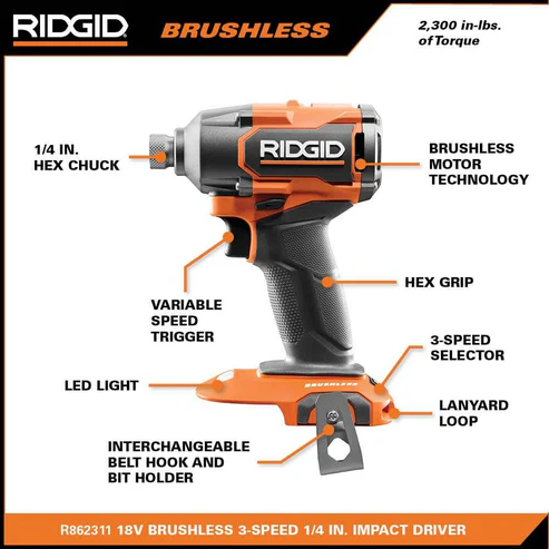 18V BRUSHLESS CORDLESS 3-SPEED 1/4 IN. IMPACT DRIVER (TOOL ONLY)