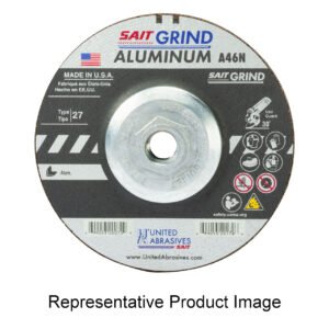 United Abrasives SAIT 23365 6x1/4x5/8-11 A46N Aluminum Grinding Wheel, Super Lock Hub, Type 27