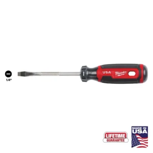 Milwaukee 4 in. x 1/4 in. Slotted Screwdriver with Cushion Grip | MT206