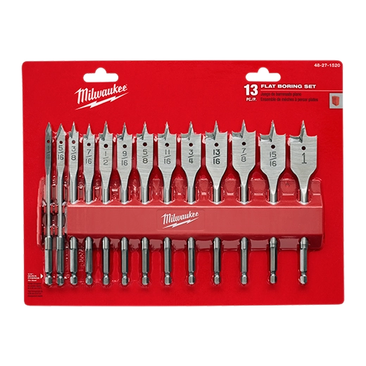 Milwaukee Flat Boring Set 13PC Flat Boring Bit Set | 48-27-1520