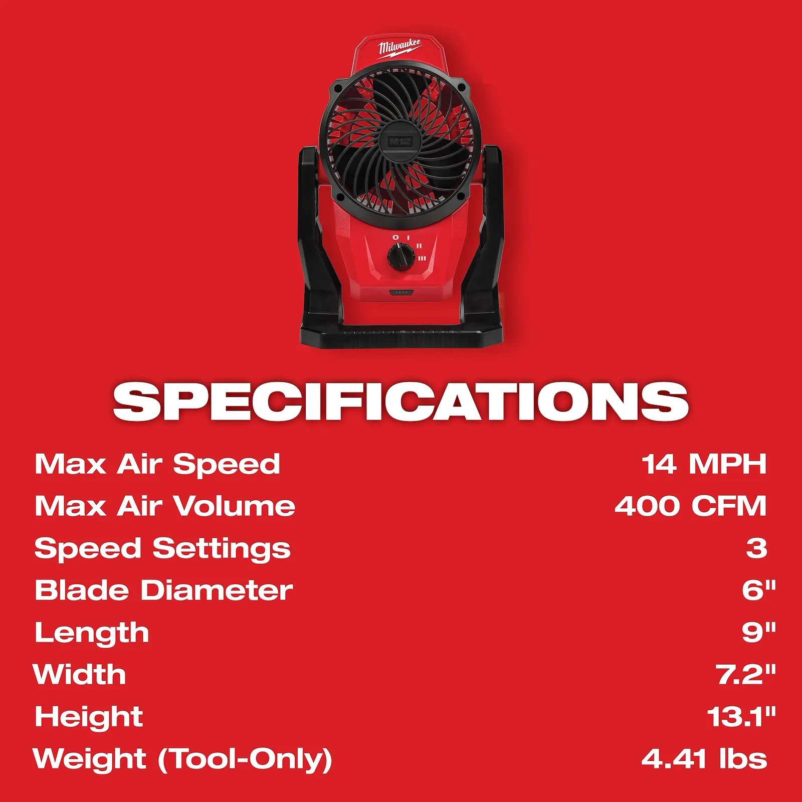 Milwaukee M12 Mounting Fan 0820-30