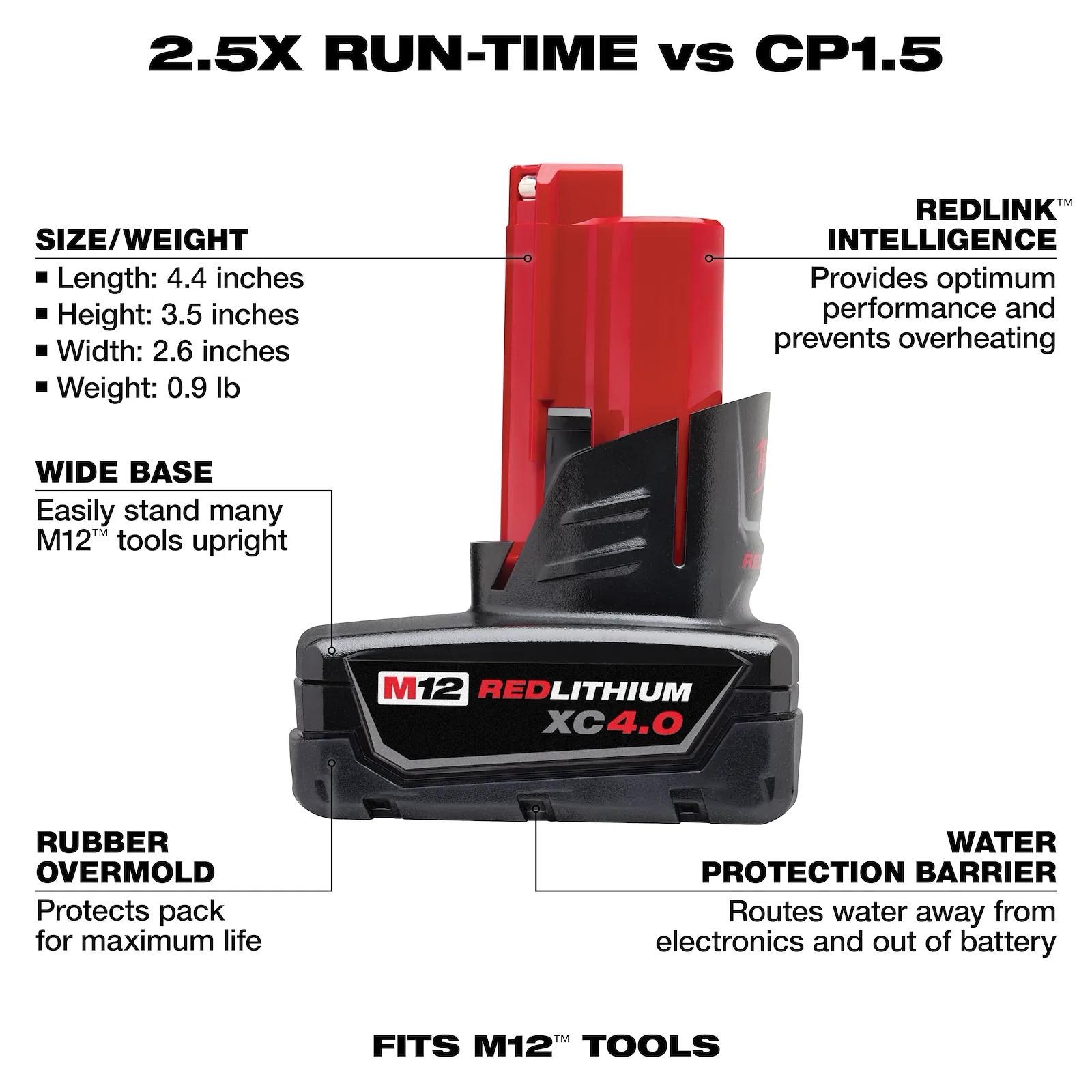 Milwaukee M12™ REDLITHIUM™ XC 4.0 Extended Capacity Battery Pack | 48-11-2440