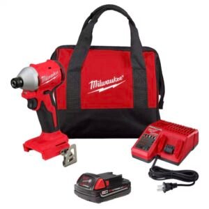 Milwaukee M18 Compact 1/4in. Impact Driver Kit with one 2.0 Ah Battery, Charger, & Tool Bag 3650-21P